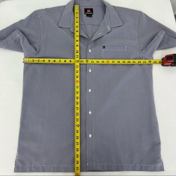 QUIKSILVER button down shirt Casual short sleeve shirt Men’s blue white XL - Picture 9 of 11